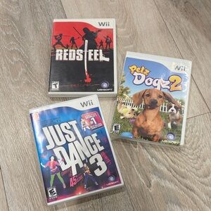 Wii Game Bundle - Red Steel, Just Dance 3, Petz Dogz 2